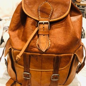 Handmade Moroccan Tan Leather Backpack